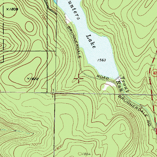 Topographic Map of Hunters Lake Dam, PA