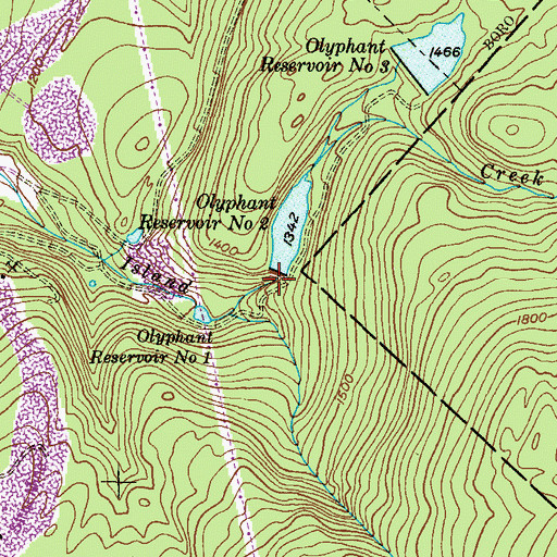 Topographic Map of Olyphant Number Two Dam, PA