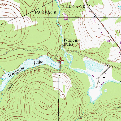 Topographic Map of Wangaum Falls Dam, PA