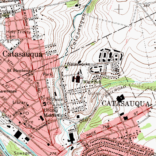Topographic Map of Catasauqua High School, PA