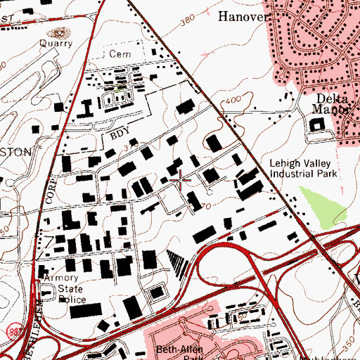 Topographic Map of Lehigh Valley Industrial Park, PA