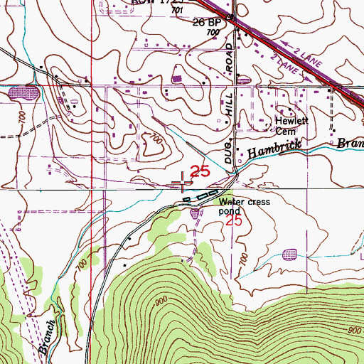 Topographic Map of Hambrick Branch, AL