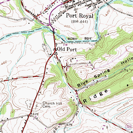 Topographic Map of Old Port School, PA