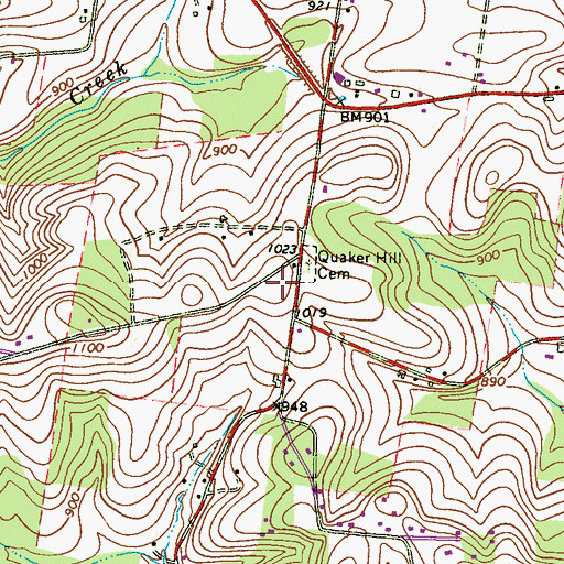 Topographic Map of Quaker Hill, PA