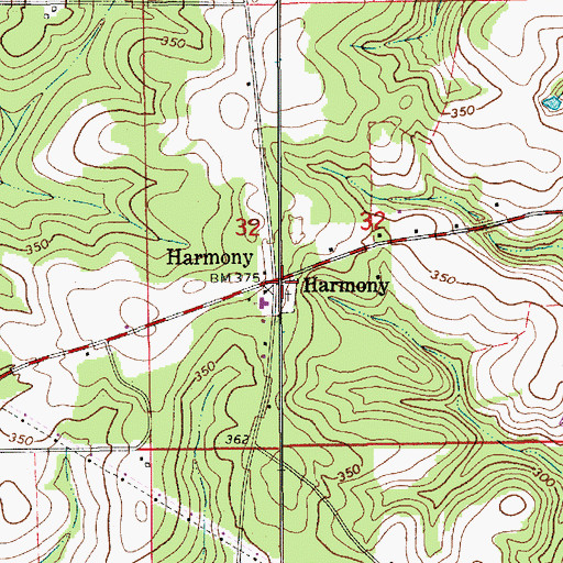 Topographic Map of Harmony, AL