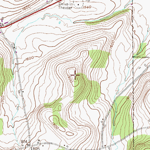 Topographic Map of Bluff Point, PA