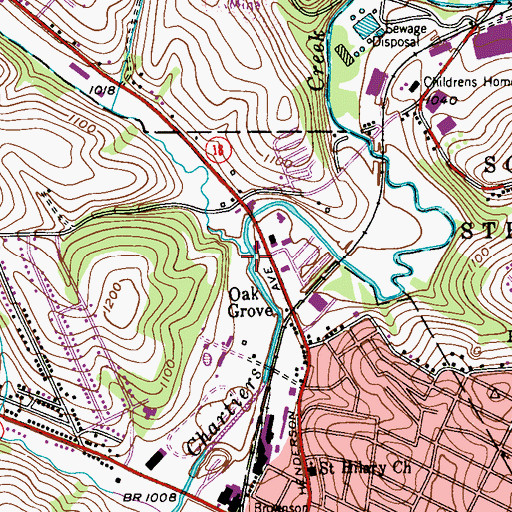Topographic Map of Georges Run, PA