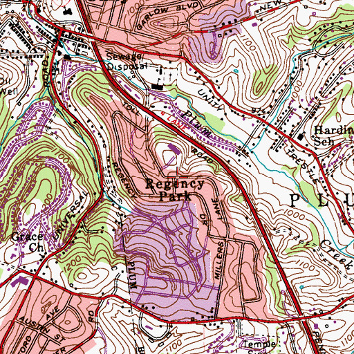 Topographic Map of Regency Park, PA
