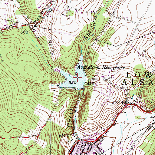 Topographic Map of Antietam Reservoir, PA