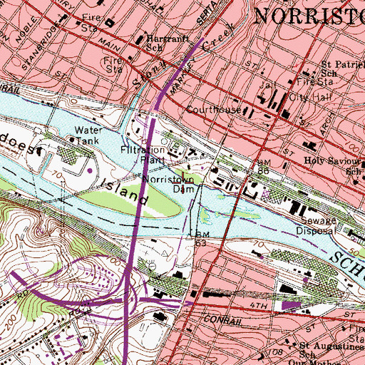 Topographic Map of Philadelphia Electric Dam, PA