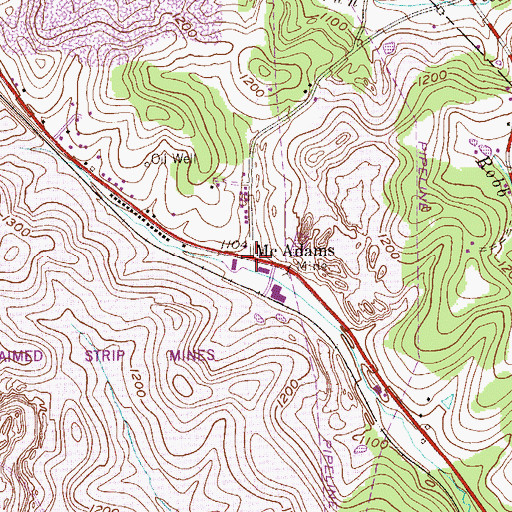 Topographic Map of McAdams, PA