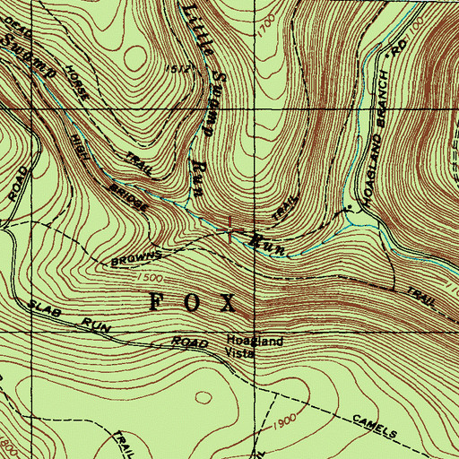 Topographic Map of Browns Trail, PA