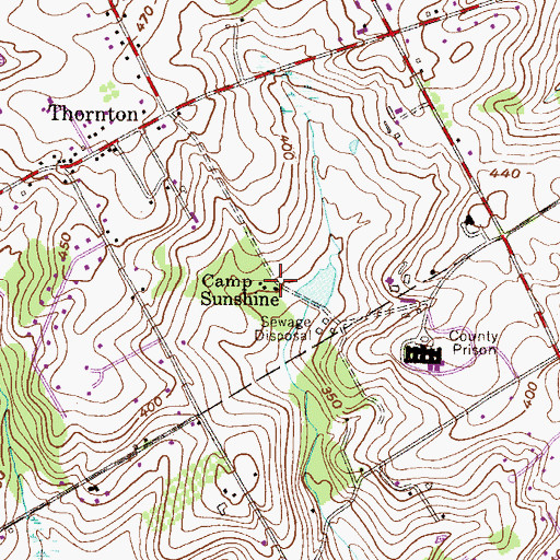 Topographic Map of Camp Sunshine, PA