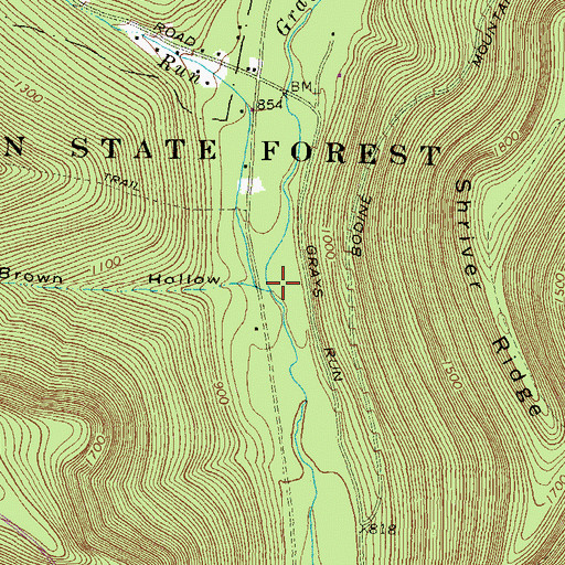 Topographic Map of Dry Run, PA