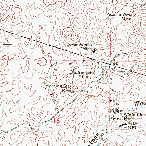 Topographic Map of Sunset Mine, AZ