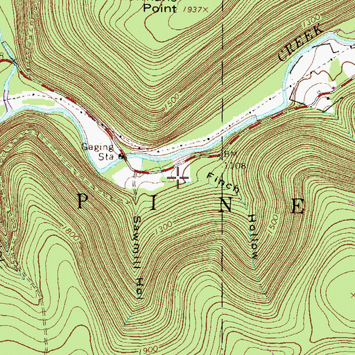 Topographic Map of Finch Hollow, PA