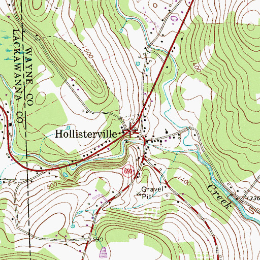 Topographic Map of Hollisterville, PA