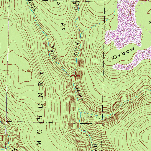 Topographic Map of Left Fork Otter Run, PA