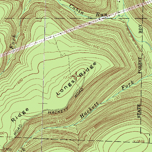 Topographic Map of Longs Ridge, PA