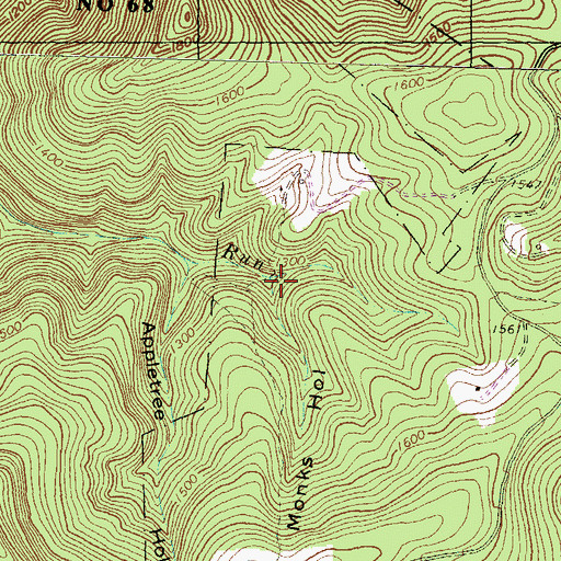 Topographic Map of Monks Hollow, PA