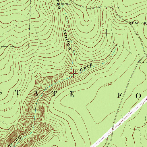 Topographic Map of Peachtree Hollow, PA