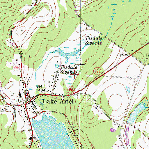Topographic Map of Tisdale Swamp, PA