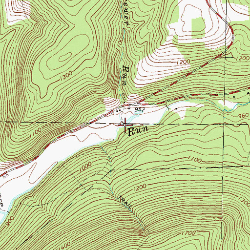 Topographic Map of Brewer Run, PA