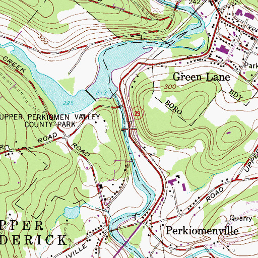 Topographic Map of Upper Knickerbocker Dam, PA
