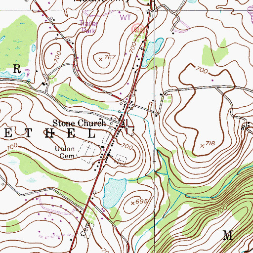 Topographic Map of Stone Church, PA