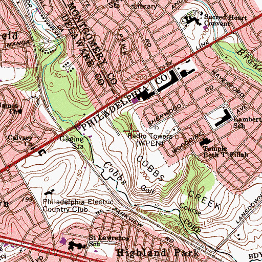 Topographic Map of WPEN-AM (Philadelphia), PA