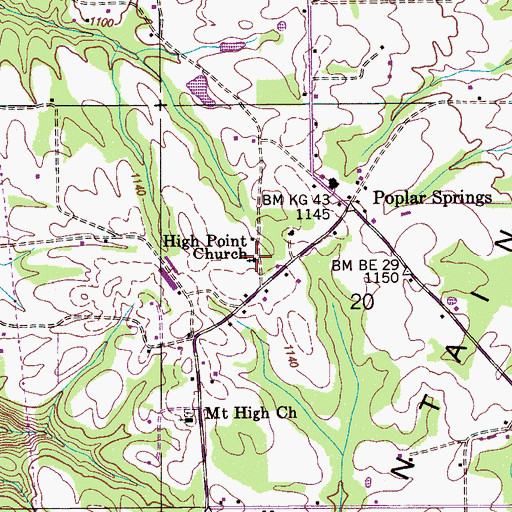 Topographic Map of High Point Church, AL