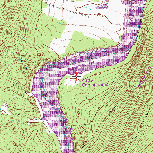 Topographic Map of Putts Campground, PA