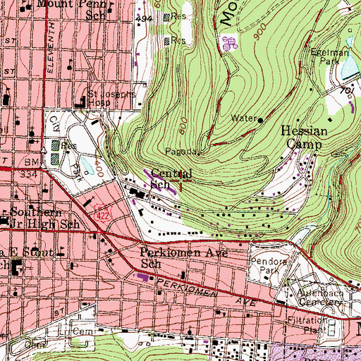 Topographic Map of Holy Guardian Angels School, PA