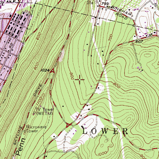 Topographic Map of Mount Penn Reserve, PA