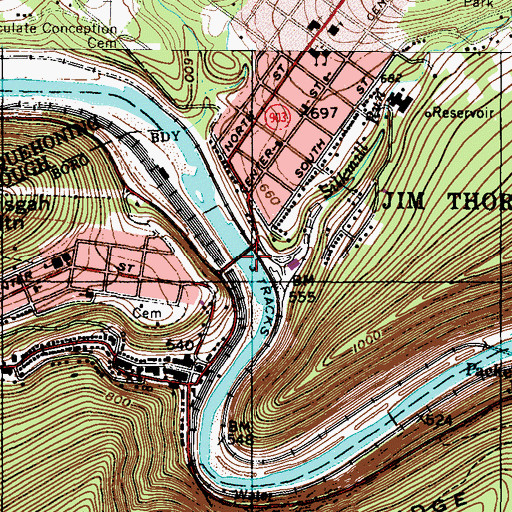 Topographic Map of Lehigh Gorge, PA