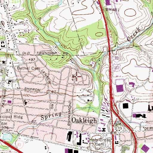 Topographic Map of Bonneymeade Farm, PA