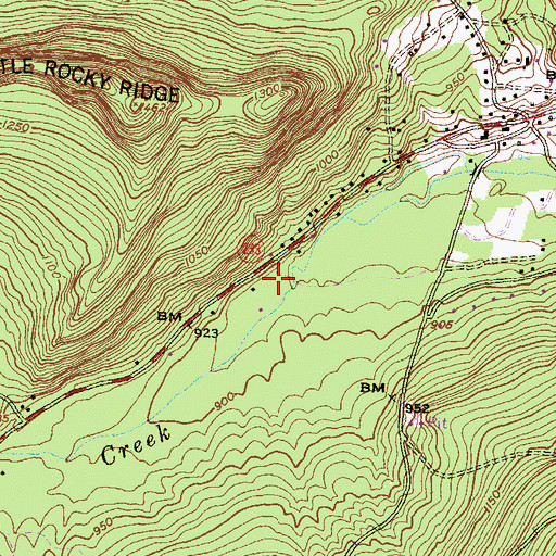 Topographic Map of Sunset Rocks, PA