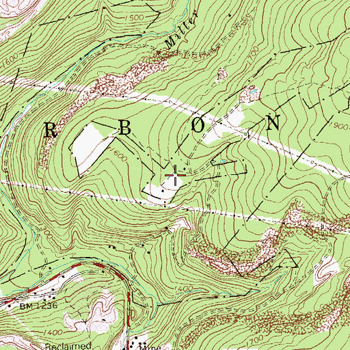 Topographic Map of Powelton, PA