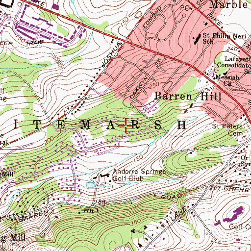 Topographic Map of Andorra Woods, PA