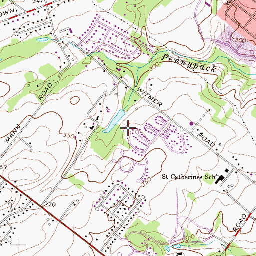 Topographic Map of The Meadows, PA