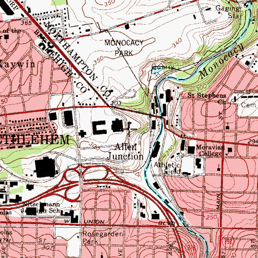 Topographic Map of Allen Junction, PA