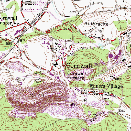 Topographic Map of Cornwall Furnace, PA
