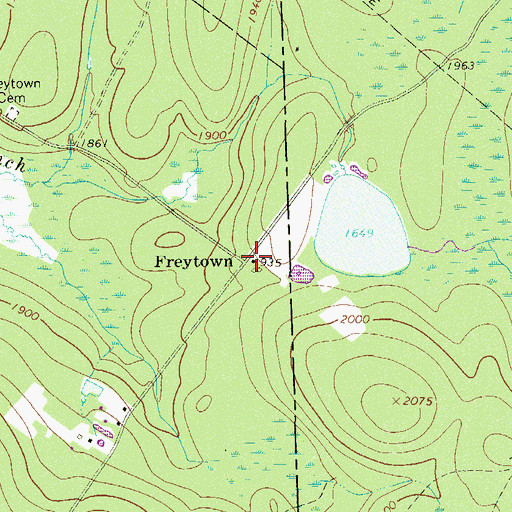 Topographic Map of Freytown, PA