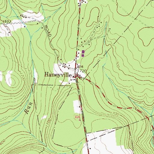 Topographic Map of Haneyville, PA