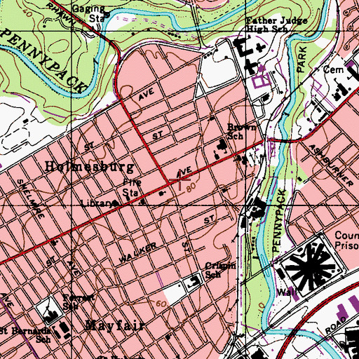 Topographic Map of Holmesburg, PA