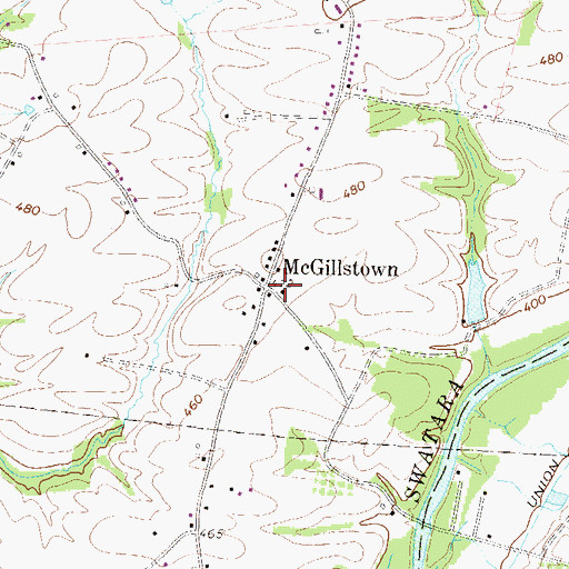 Topographic Map of McGillstown, PA