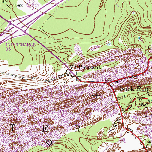 Topographic Map of Mount Pleasant, PA