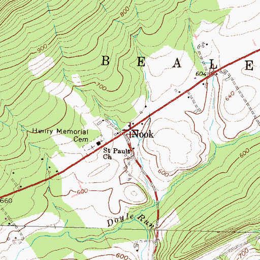 Topographic Map of Nook, PA