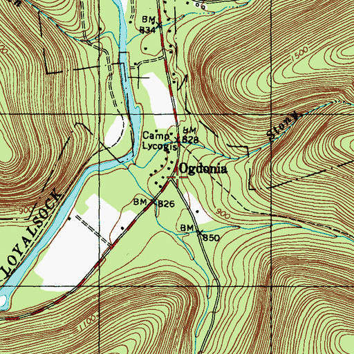 Topographic Map of Ogdonia, PA