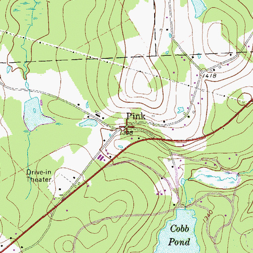 Topographic Map of Pink, PA